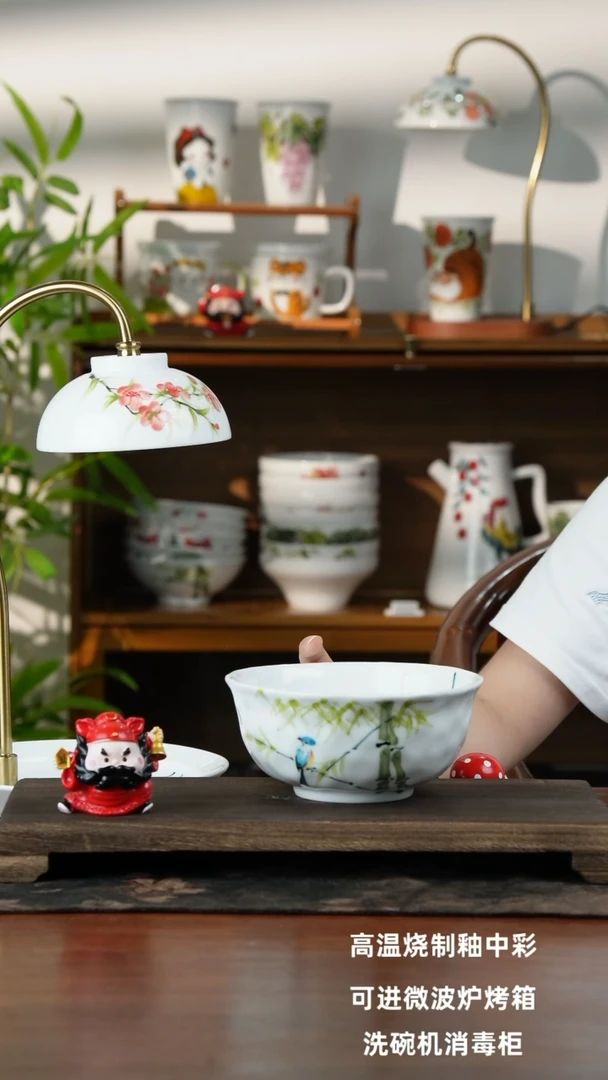 瓷片景德镇手绘釉中彩（食品级）捏捏碗