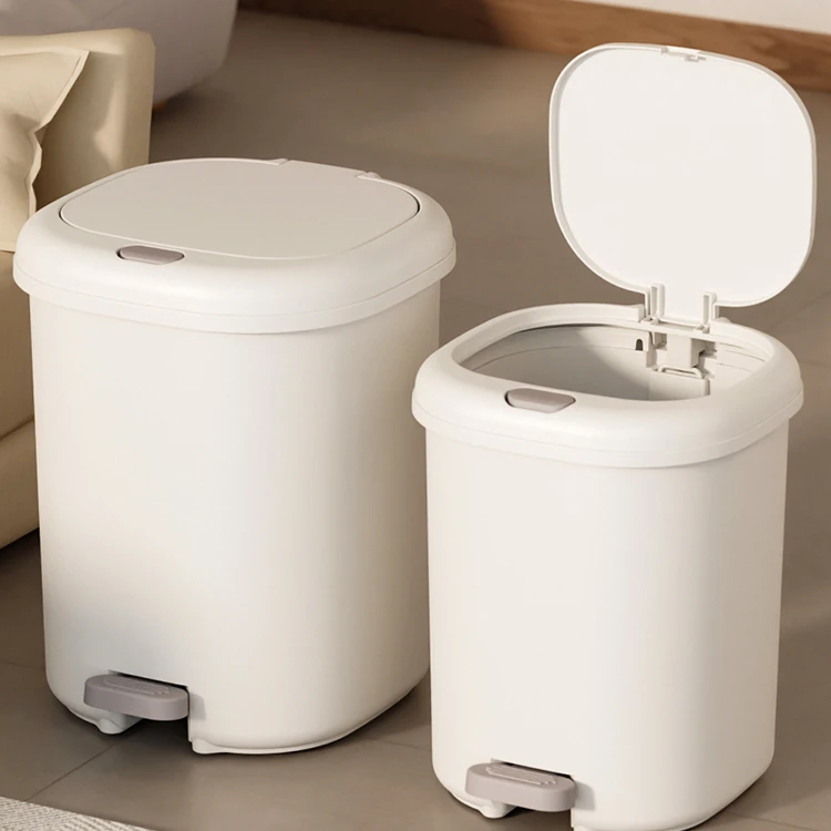 防摔脚踩款按压脚踏式厨房卫生间卧室带盖大容量防臭垃圾桶