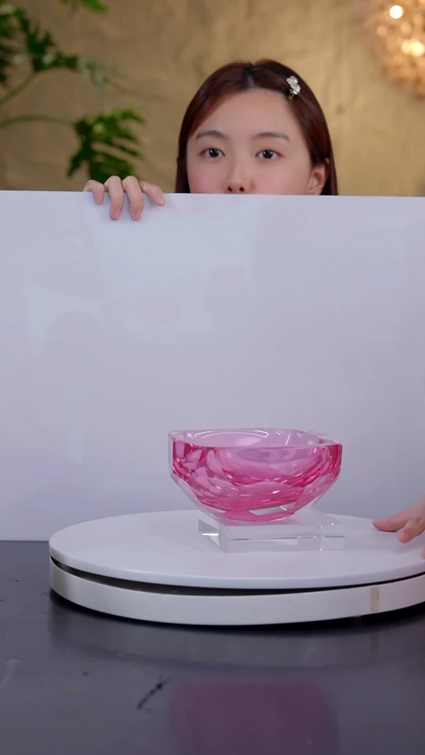 摆件金红色钻石切面方形果碗