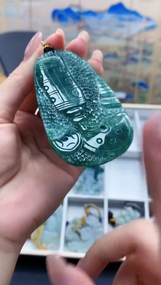 定制翡翠未镶嵌5060lr-毛货挂件112