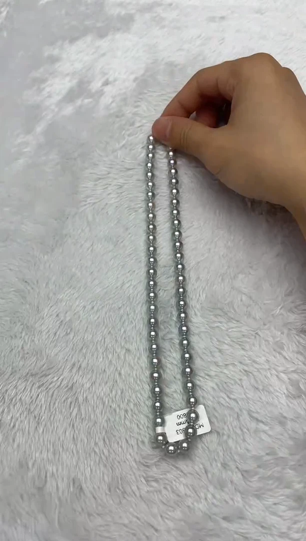 海水珍珠银S925镶嵌项链AK真多麻7-7.5mm（多样性发一）