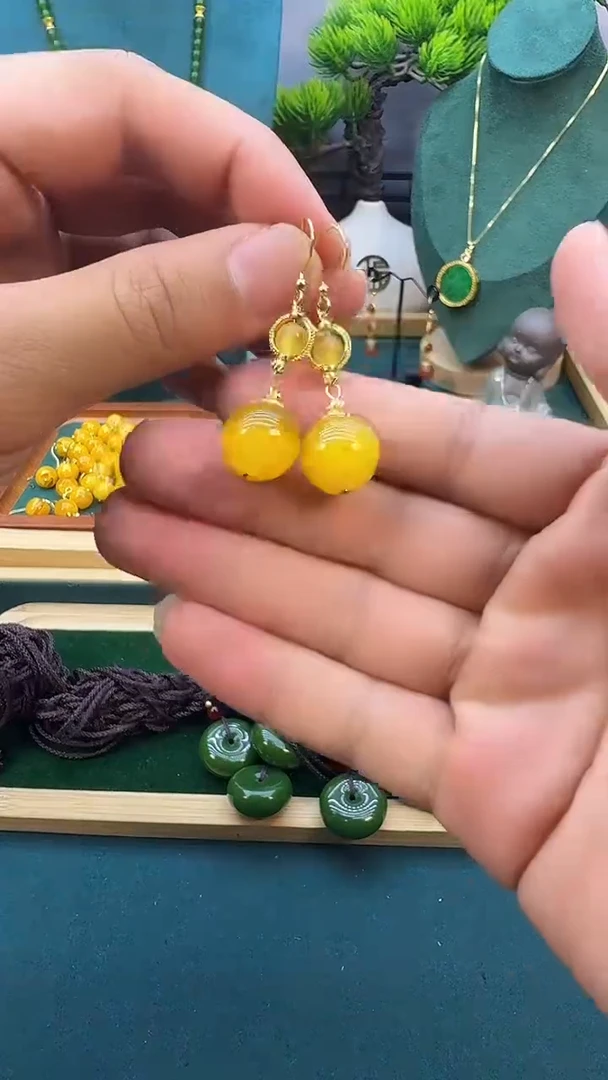 碧玺耳饰14K金镶嵌E113