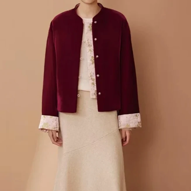 【刘家】翻袖口盘扣夹棉外套