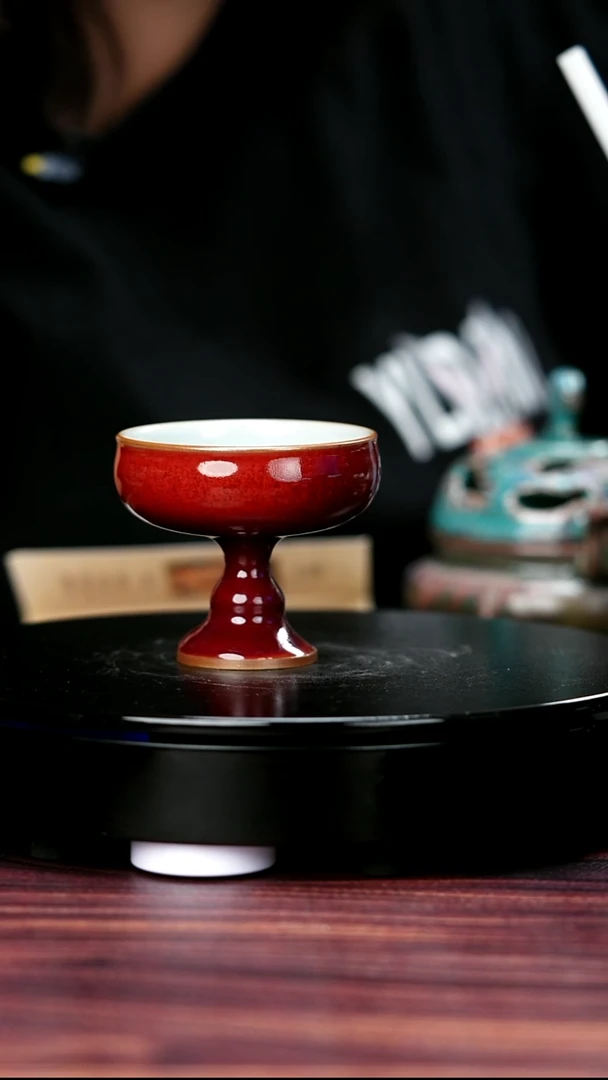 杯子26#崔小宁一级品原矿钧瓷高足普洱杯