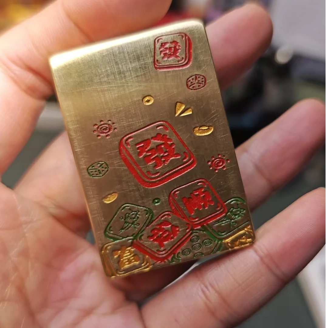 帕伽尼黄铜煤油打火机抽屉机麻将精雕红色个性创意送礼男士