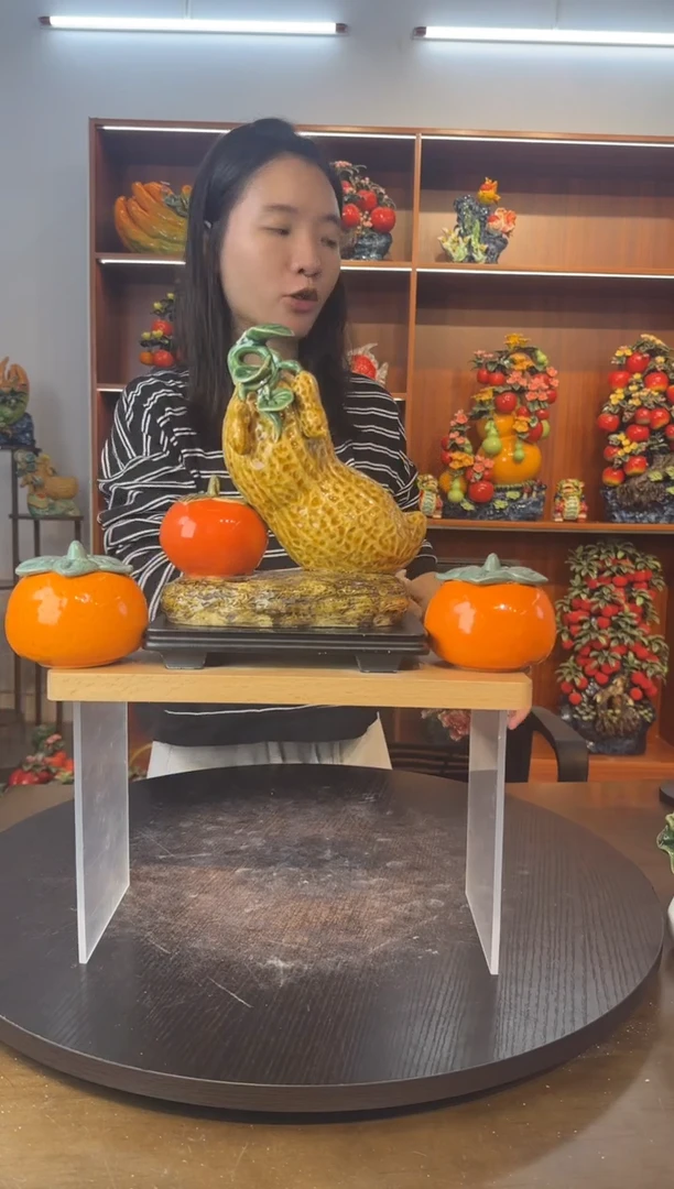 陶瓷花生柿子摆件