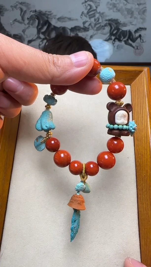 【闪购商品】南红玛瑙手串18K金镶嵌时尚百搭A1736