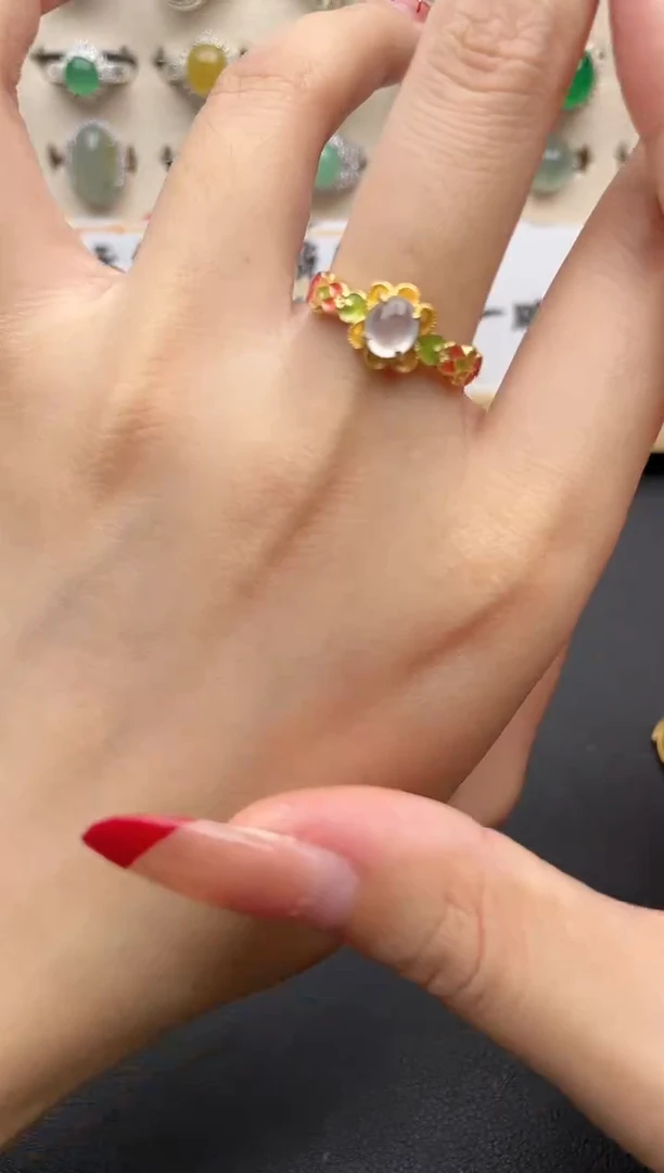 【闪购商品】翡翠戒指银S925镶嵌一物一证一礼盒