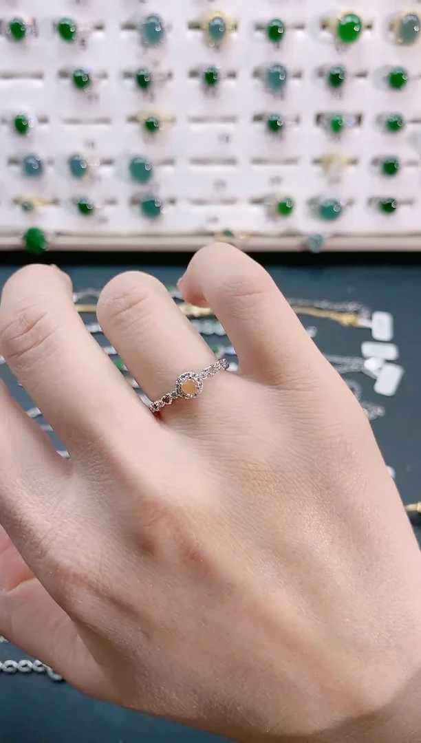 【闪购商品】翡翠戒指银S925镶嵌天然翡翠