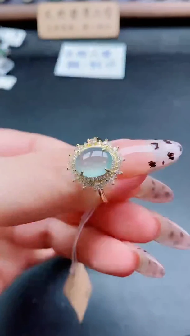 银S925镶嵌戒指翡翠1