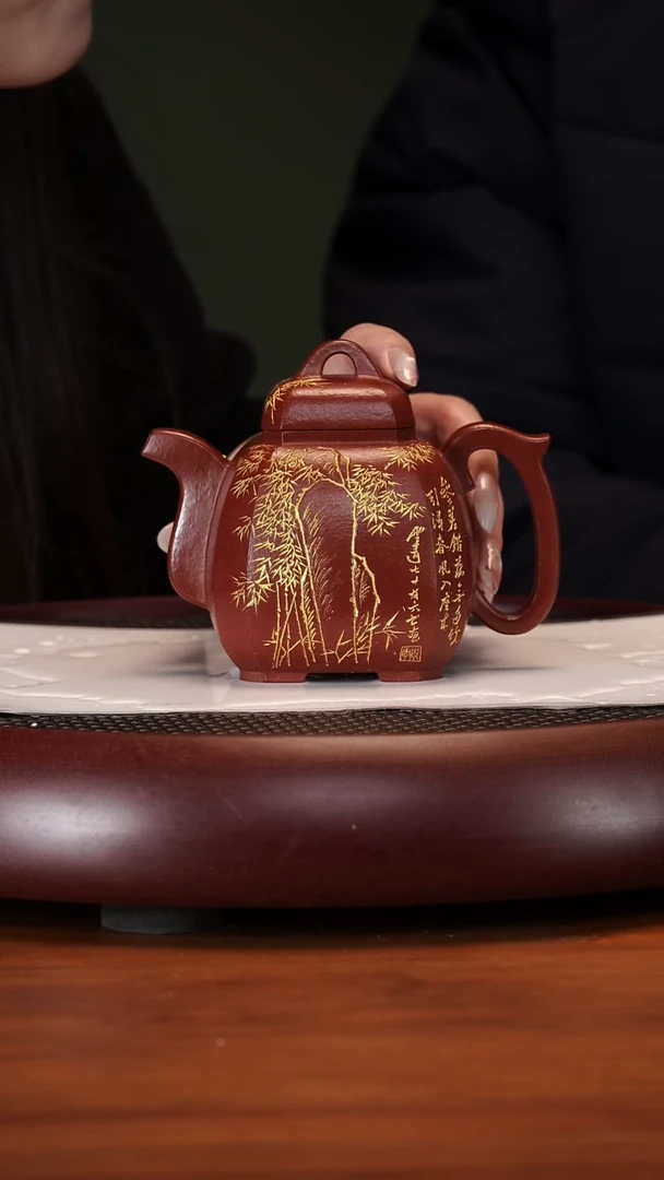 【闪购商品】紫砂茶壶2-38ZST福临八方景舟红泥