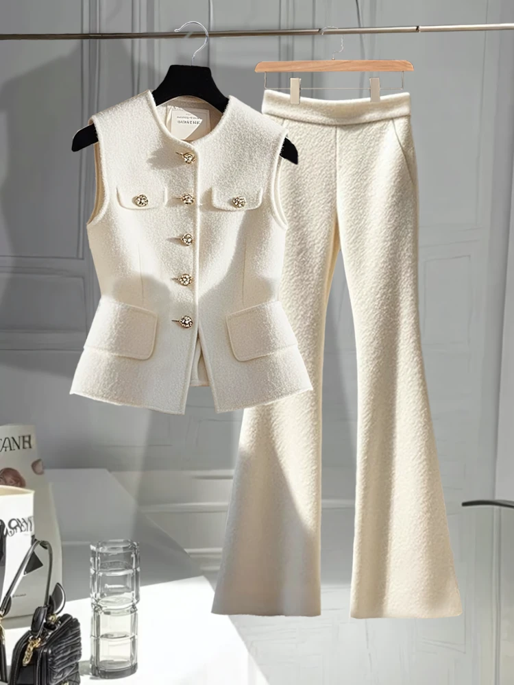 早春穿搭一整套女装高级感气质名媛小香风马甲上衣高腰显瘦休闲裤