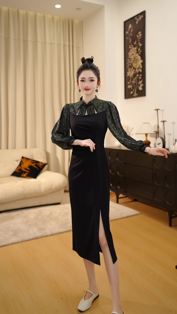 【LZ】优雅显瘦春季时尚大码气质法式气质女装连衣裙DLS0052