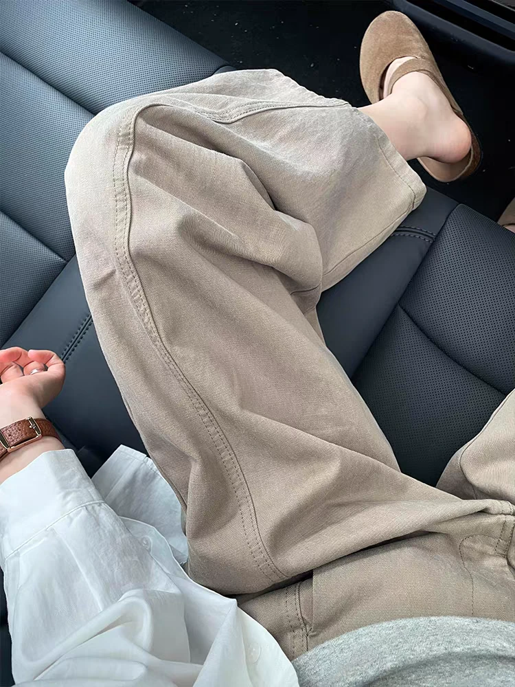 小个子直筒休闲阔腿裤女大码秋季新款胖妹妹mm宽松显瘦九分工装裤