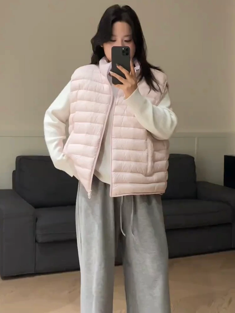 韩版立领排骨白鸭绒羽绒马夹女秋冬季新款短款无袖坎肩背心马夹潮