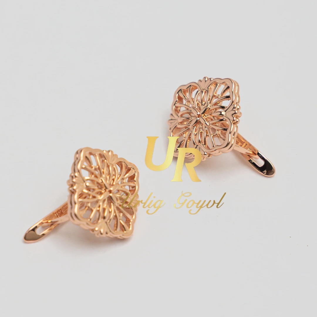 合金耳饰 UR【顺丰包邮-无运费险】四叶草耳扣 玫瑰金色耳环