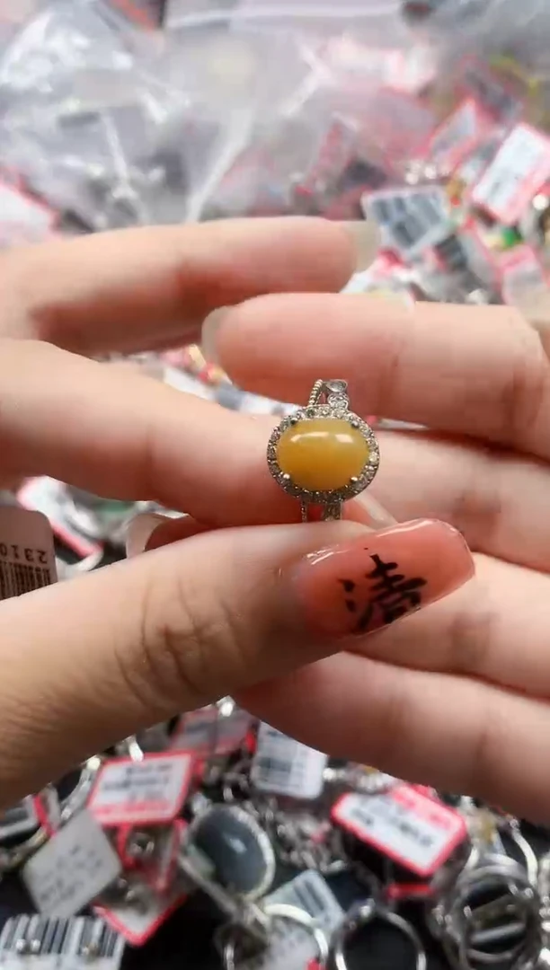 银S925镶嵌戒指翡翠天然A货缅甸翡翠