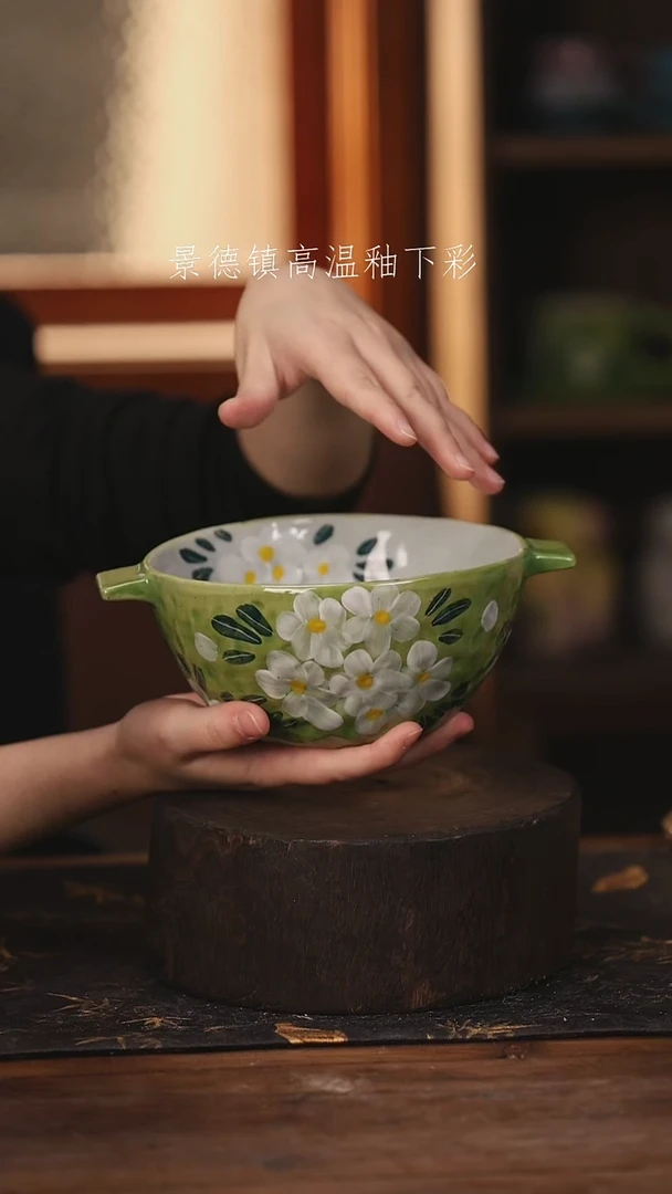 陶瓷景德镇高温釉下手绘陶瓷@L300@