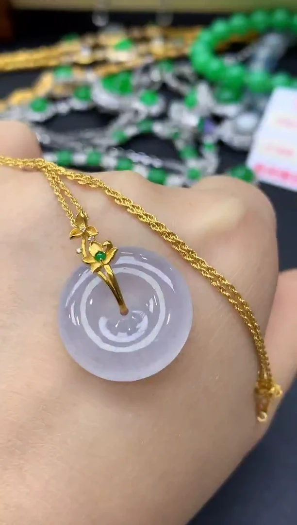 颈饰18K金镶嵌翡翠355-中国好珍宝