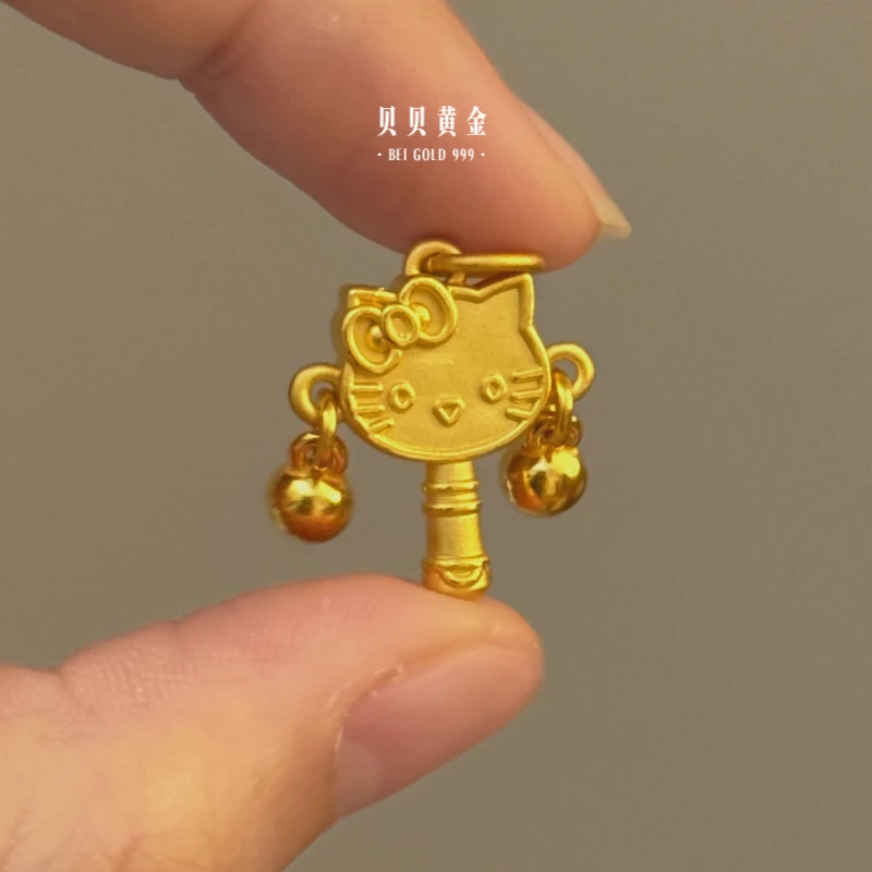 贝贝黄金 足金999 微笑kt拨浪鼓 素金 吊坠 103