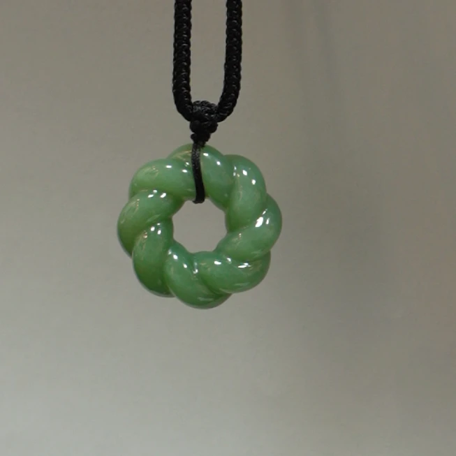【木子和田玉】天然和田玉老坑俄7碧玉雕花平安圈吊坠多样性发一