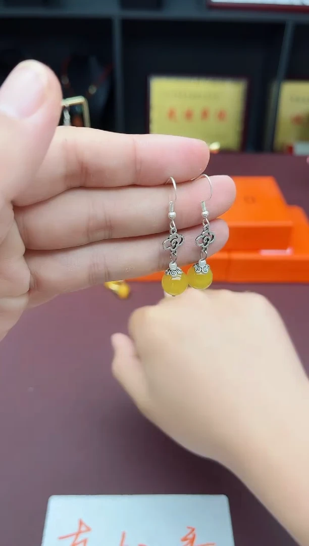 玛瑙/玉髓耳饰银S925镶嵌702000