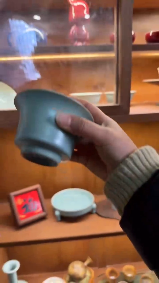 【闪购商品】杯56汝瓷纯手工两才盖碗（微微不完美）