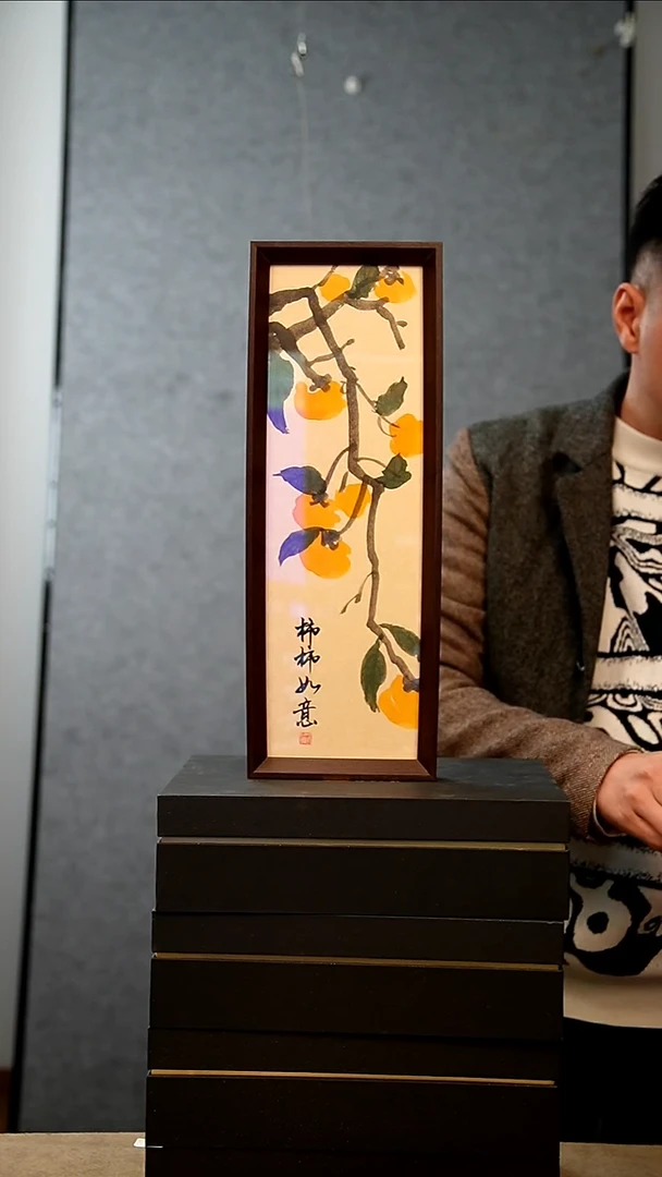 国画13*40不落名绘画带框发货8517