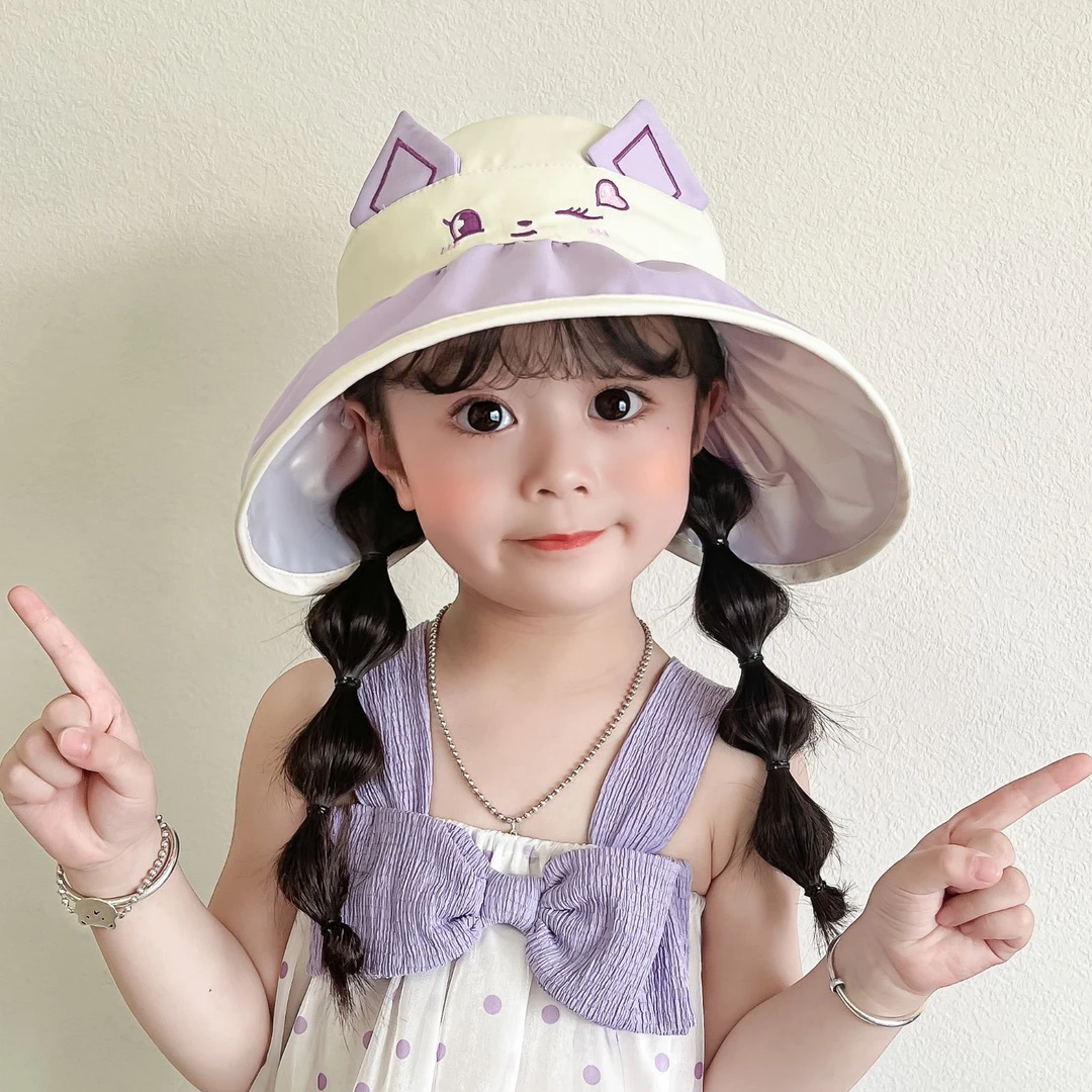 儿童防晒帽子大檐夏季女童防紫外线空顶遮阳帽男童薄款宝宝太阳帽