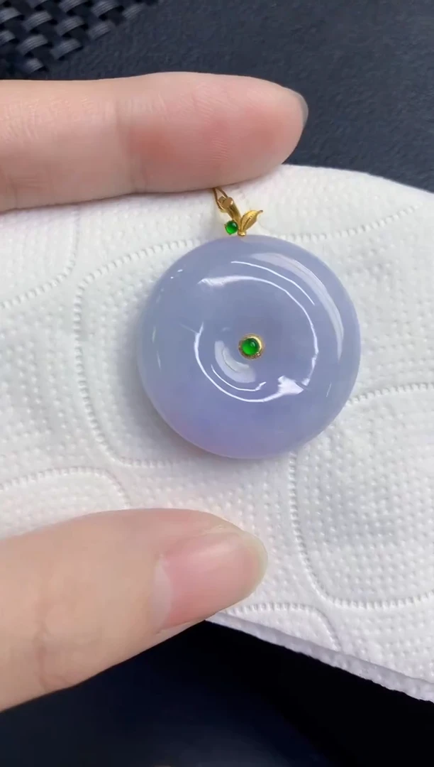 颈饰18K金镶嵌翡翠天然翡翠缅甸A货