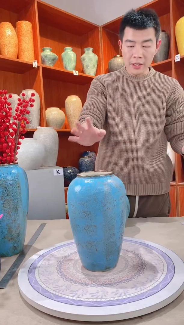 【闪购商品】瓶复古蓝中号  陶瓷花瓶 无花