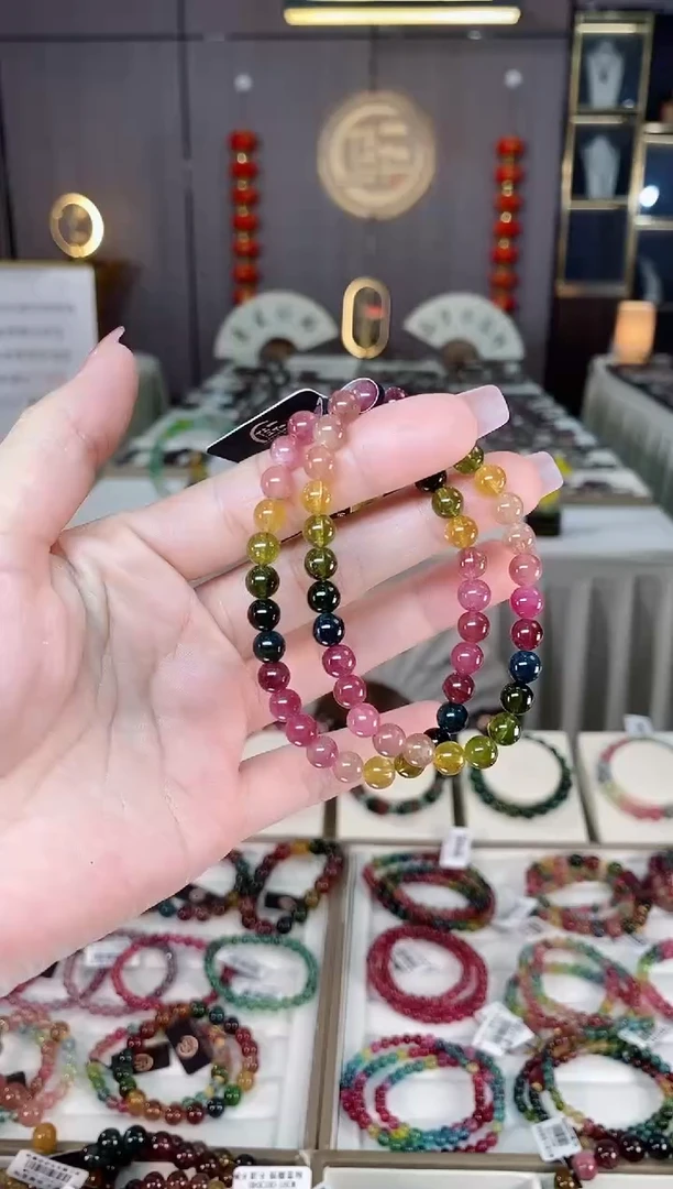 未镶嵌老矿碧玺色标单圈手串6mm+碧玺多样性发一条hon