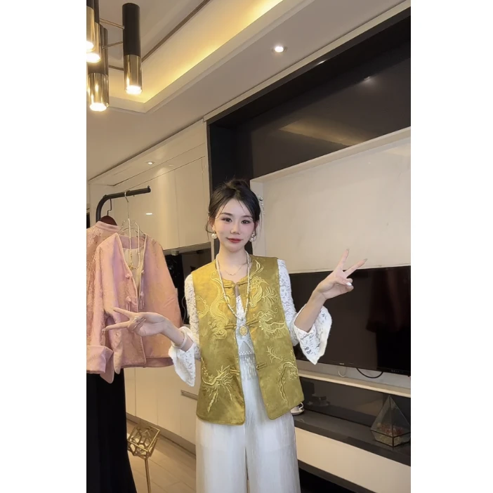 【龙凤呈祥】2025春新款新中式重工刺绣盘扣轻奢优雅女款马甲外套