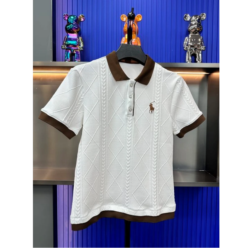 Gxt设计师短袖潮流提花夏季男款常规Polo衫翻领基础大众35087-ZL