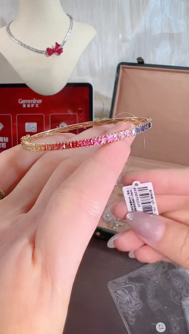 彩色蓝宝石手链18K金镶嵌BB3647#-Y#72