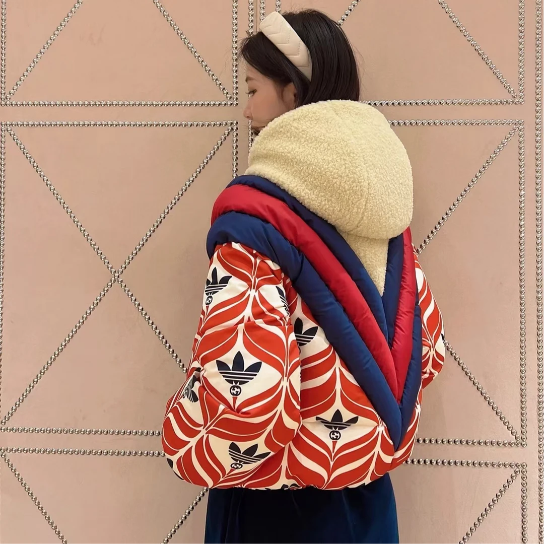 99新 GUCCI/古驰 Gucci 古驰/Adidas联名羊羔毛拼接棉服 34码