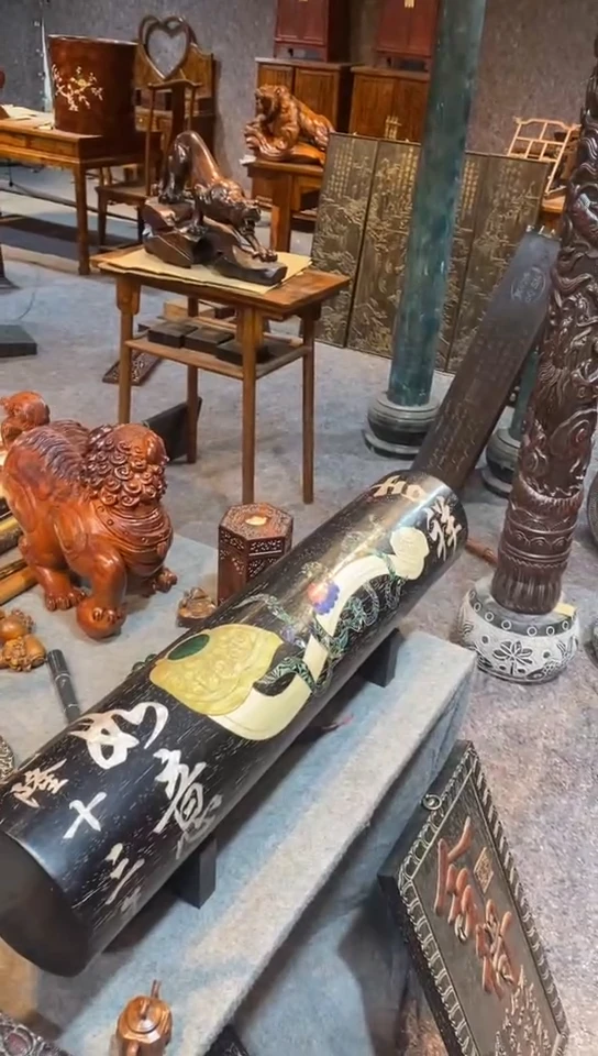 木珍藏老货紫檀..镶嵌吉祥如意