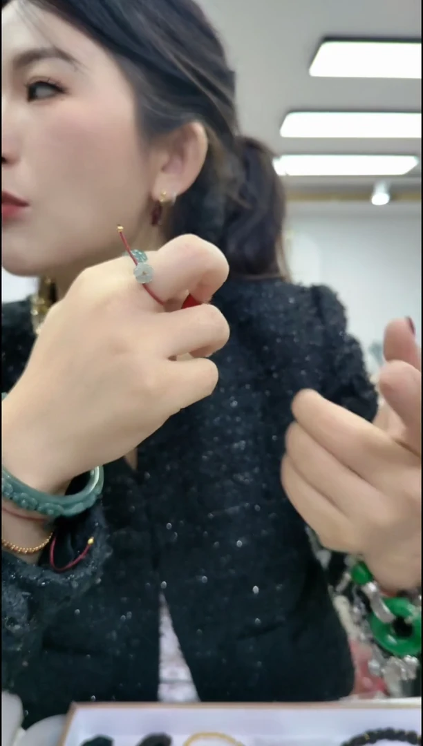 【闪购商品】翡翠颈饰银S925镶嵌1304蓝水红戒指