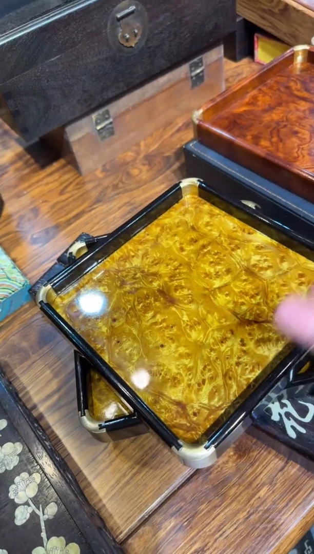 木乌木留疤方形茶盘