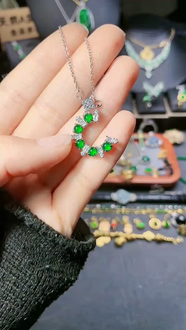 【闪购商品】翡翠项链银S925镶嵌项链