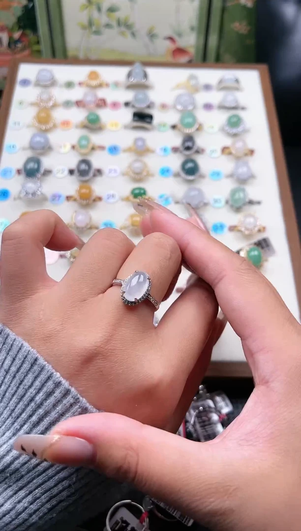 【闪购商品】翡翠戒指银S925镶嵌天然A货翡翠戒指