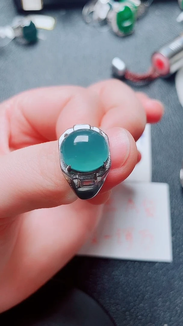 银S925镶嵌戒指翡翠1