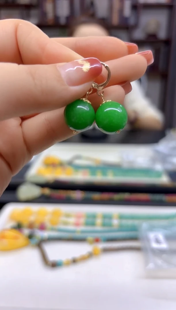 【闪购商品】翡翠耳饰14K金镶嵌耳扣E662