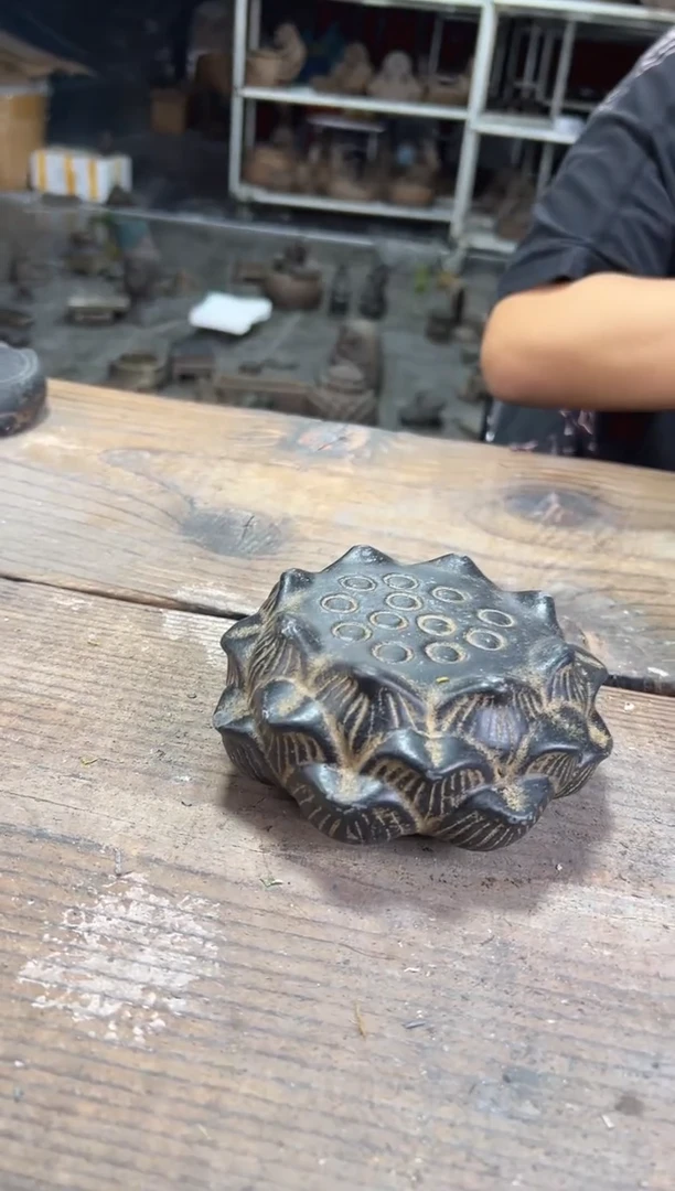 陶土【火山泥】莲蓬实心底座