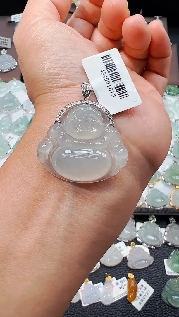吊坠(不含链)18K金镶嵌翡翠佛公吊坠
