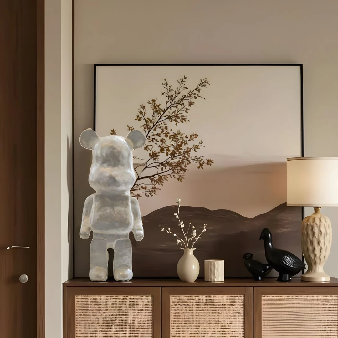 【本尼家】银白软贝壳小号暴力熊艺术品装饰客厅玄关落地摆件