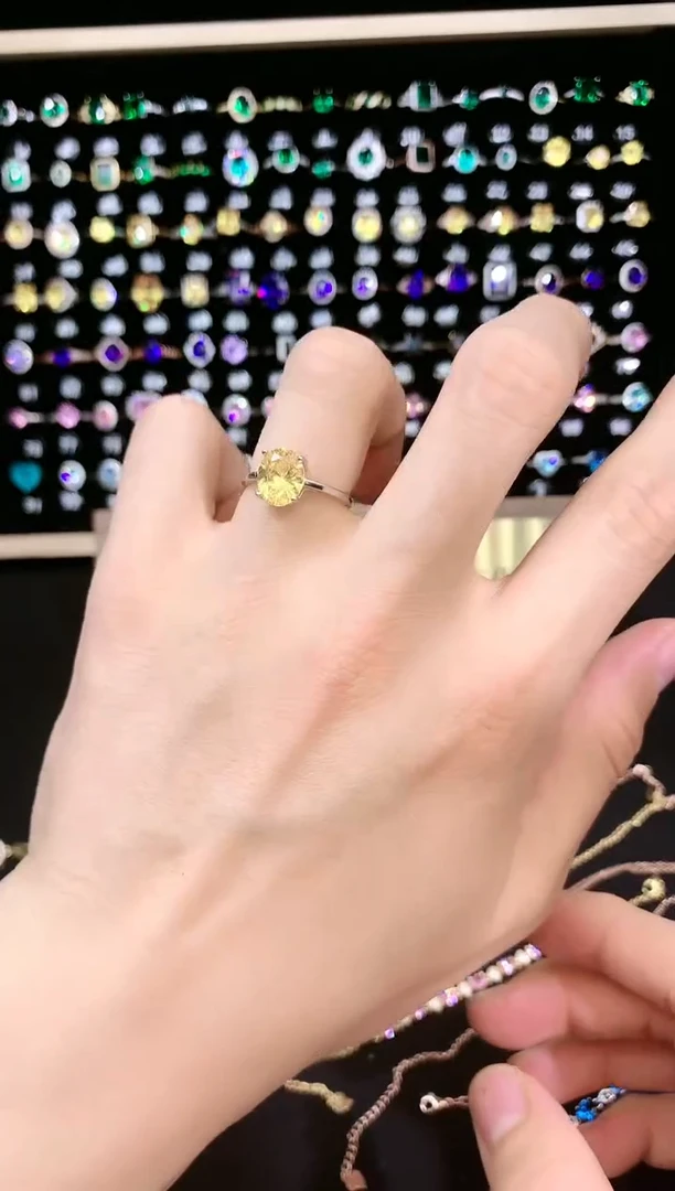 黄晶戒指银S925镶嵌......