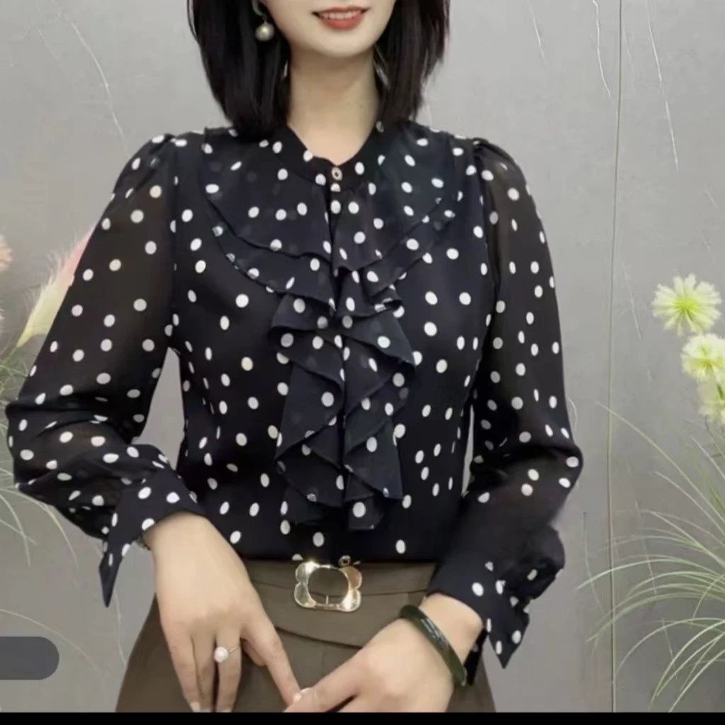 春季衬衫袖长袖薄款复古港风衬衫夏季百搭宽松气质雪纺衫小衫