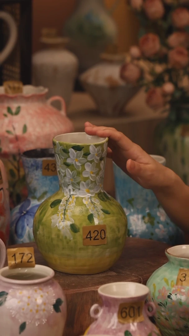 陶瓷420景德镇设计师手作花器摆件侘寂风