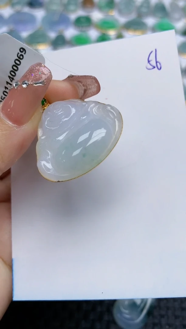 【闪购商品】翡翠挂件18K金镶嵌天然A货翡翠 56